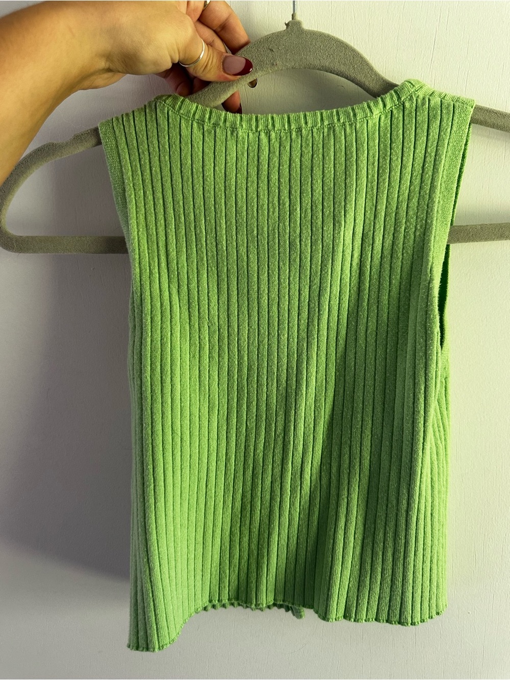 SHEIN Lime Green Ribbed Button-Front Tank Top - Picture 4 of 4